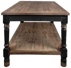 Masă de prezentare shabby chic, cu finisaj negru antichizat, Clarisse, 200x100x85 cm