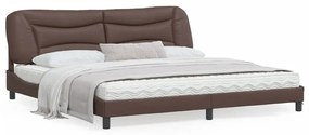 3213957 vidaXL Cadru de pat cu lumini LED, maro, 200x200 cm, piele ecologică