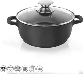 Oală din aluminiu neaderent cu capac din sticlă Orion Grande, ⌀ 20 cm