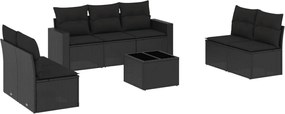 vidaXL Set mobilier de grădină cu perne, 8 piese, negru, poliratan