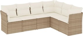 vidaXL Set canapele de grădină cu perne, 6 piese, bej, poliratan