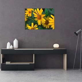 Tablou pe sticlă cu flori galbene (70x50 cm)