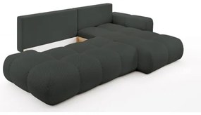Canapea colțar extensibilă ALMADA, tapițată, cu spațiu de depozitare, în L, dreapta, antracit