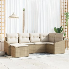 vidaXL Set de canapele pentru grădină 6 pcs Bej Rattan poli