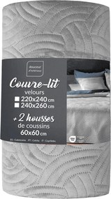 Set cuvertură și față de pernă gri din catifea 240x260 cm Solange – douceur d'intérieur