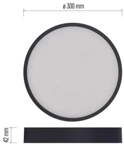 Plafonieră LED/28,5W/230V 3000/3500/4000K d. 30 cm negru