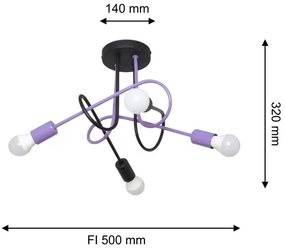 Lustră aplicată OXFORD 4xE27/15W/230V negru/mov
