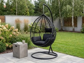 Fotoliu suspendat negru KOKON CARLO cu suport