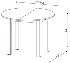 Masă extensibilă de dining WILY, stejar artisan/negru