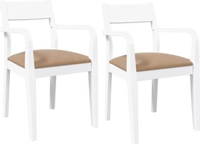 vidaXL Scaune de sufragerie cu perne 2 buc cauciuc din lemn masiv alb