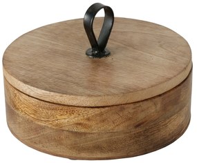 Cutie rotunda  Kabir, lemn de  mango, 19 cm