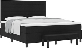 vidaXL Pat cu arcuri cu saltea Negru 180 x 200 cm țesătură