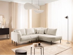 Colțar bej cu tapițerie din chenille (cu colț pe partea dreaptă/în formă de ”L”) Mauris – Ropez