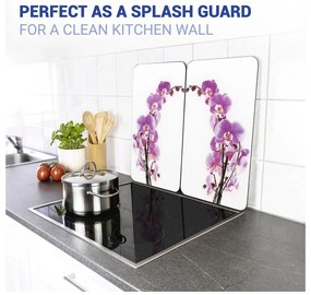 Set 2 protecții din sticlă pentru aragaz Wenko Orchid, 52 x 30 cm