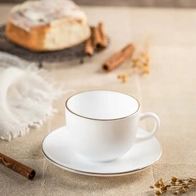 Set cesti cafea 12 piese, opal, alb cu auriu, 210 ml Kinghoff KH-1929