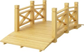 Outsunny Pod de grădină din lemn carbonizat curbat cu balustradă sigură și capacitate 200kg 174 x 78 x 57,5 cm Natural | Aosom Romania