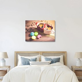 Tablou pe sticlă cu cafea și macarooni (70x50 cm)