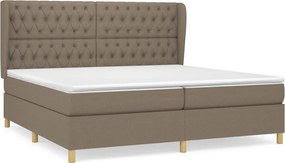 vidaXL Pat box spring cu saltea, gri taupe, 200x200 cm, textil