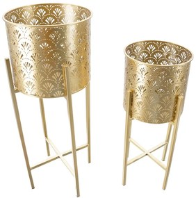 Set 2 suporturi pentru ghivece Mauro Ferretti Golvy, înălțime 52 cm, auriu