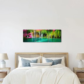 Tablou - Cascada, Lacurile Plitvice, Croația (cu ceas) (90x30 cm)