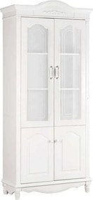 Bibliotecă lemn masiv alb 2 Uși Elizabeth, 98 × 43 × 223 cm