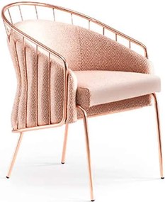 Scaun lemn masiv Anette Cadru Metalic Rose-Gold, 65 × 63 × 81 cm