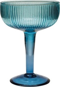 Pahar de cocktail, albastru, din sticla, cu picior, H13 cm, Bicolor