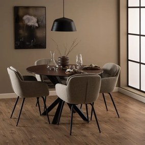 Scaun de sufragerie bej cu cotiere tapițat Dora – Actona