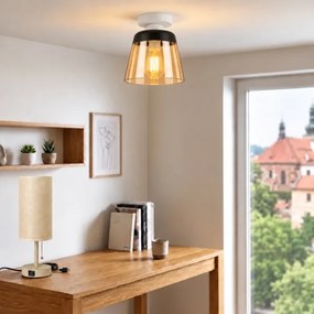 BRILAGI-LED Plafonieră R GLASS 1xE27/60W/230V Ø 15,5 cm alb/bej fumuriu