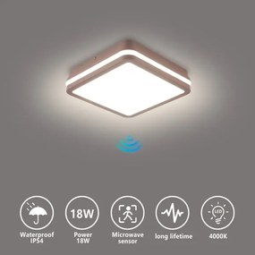 Brilagi-LED Lampă de exterior cu senzor BENE LED/18W/230V 21,5x21,5 cm maro IP54