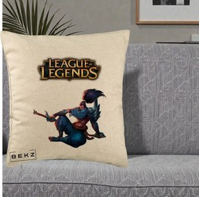 Perna Personalizata League of Legends Yasuo, 40x40 cm, Bej, Husa Detasabila, Perna Inclusa, BEKZ®