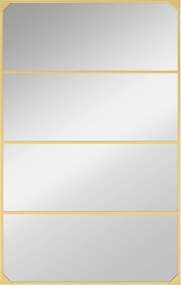 HOMCOM Oglindă de perete tip verrière, dreptunghiulară, stil industrial, montaj orizontal sau vertical cu 4 cârlige, din metal auriu 109 x 69 cm | Aosom Romania