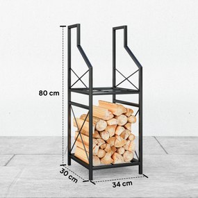 Outsunny Suport de Lemne Exterior a 2 Livelli din Metal cu Bază Ridicată Negru | Aosom Romania