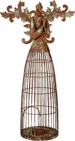 Suport lumanare, auriu, din metal, 29x17x58 cm, aspect vintage, Angel