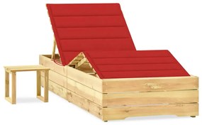 vidaXL Șezlong de grădină cu masă și pernă, lemn de pin tratat