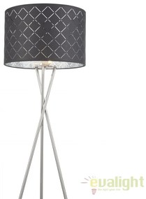 Lampadar elegant cu abajur din tesatura gri cu argintiu, Kidal 15228S1 GL