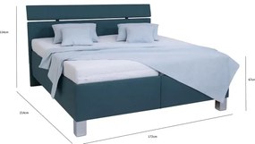 Pat tapițat ALIS 160x200 cm, cu spațiu de depozitare, fără saltea, petrol