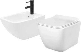 Set vas WC suspendat Rea Martin cu capac softclose si bideu Hary alb