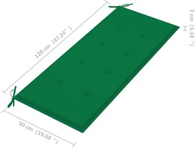 Banca de gradina cu perna, 120 cm, lemn masiv de acacia 120 x 50 x 4 cm, Verde, 1, Verde