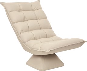 HOMCOM Fotoliu Relax Rotativ 360° cu Spătar Reglabil în 5 Poziții, Fotoliu de Podea cu Șezut Căptușit Gros în Material Textil cu Aspect de In, pentru Living, Lectură, 62x70x95 cm, Bej | Aosom Romania
