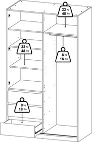 Șifonier în culoare naturală cu aspect de lemn de stejar cu ușă glisantă 119x200x60 cm Naia – Tvilum
