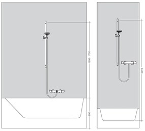 Set de dus cu bara 65 cm Hansgrohe, Crometta 100, para si furtun, crom