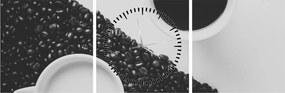 Tablou cu cafea (cu ceas) (90x30 cm)