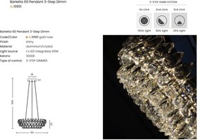Lustra metal auriu si cristale sticla BARLETTA 60