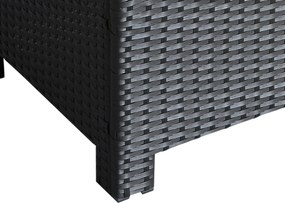 Outsunny Mobilier pentru Terasă, Măsuță de Cafea din Răchită, Rezistentă la Apă, cu Blat din Sticlă Securizată, 86x50x39cm, Negru | Aosom Romania