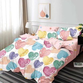 Lenjerie de pat 2 persoane, bumbac finet, 6 piese, 2 fete, SP814