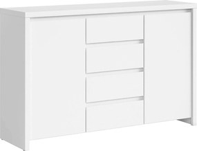 Comoda KASPIAN KOM2D4S, alb, PAL, 144x41x92 cm