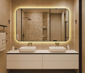 🪞 Oglindă LED cu Touch și Funcție Dezaburire – Ramă Negru, 130x80 cm, Model J187-13080 Smack