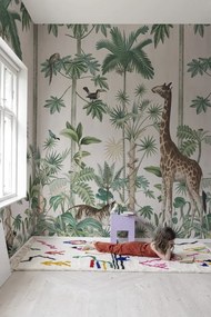 Fototapet, Giraffe's Stroll, Pastel Pink, Rebel Walls