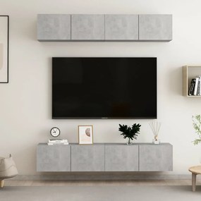 Comode TV, 4 piese, gri beton, 80x30x30 cm, PAL 4, Gri beton, 80 x 30 x 30 cm